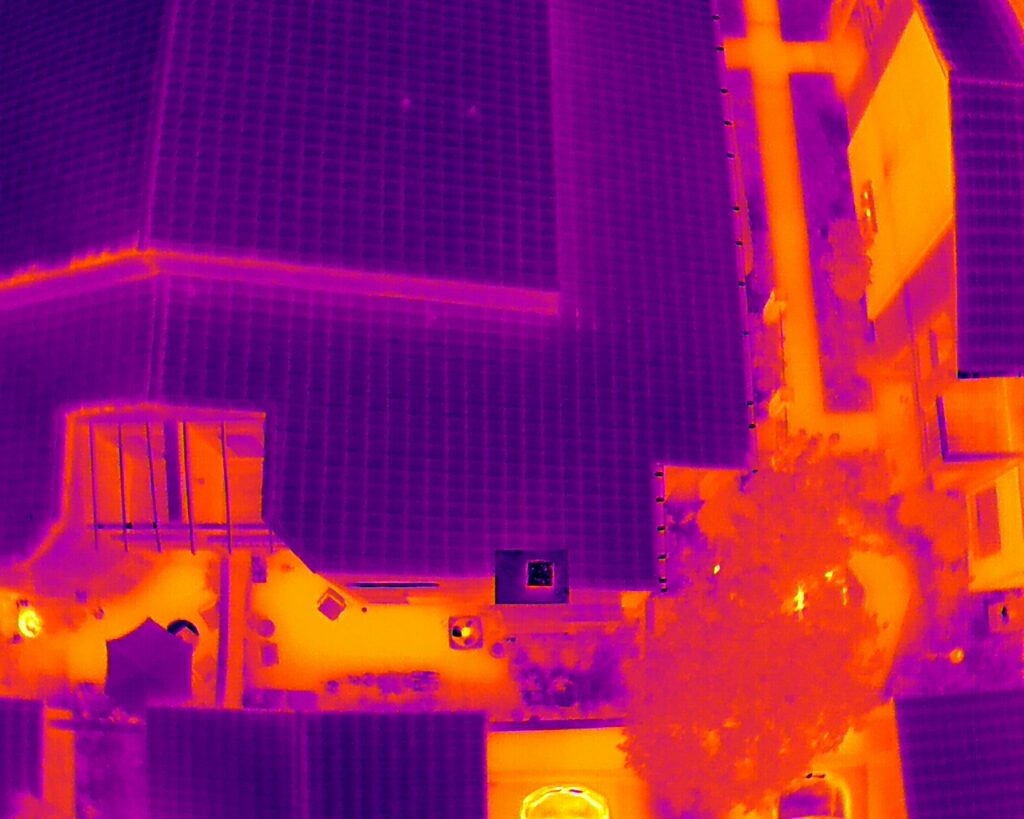 This image shows thermal readings of a residential roof