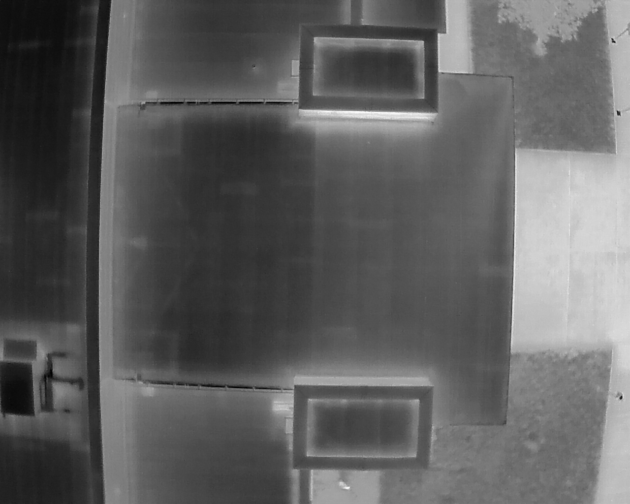 This image showcases what a thermal image looks like in a thermal roof inspection application.