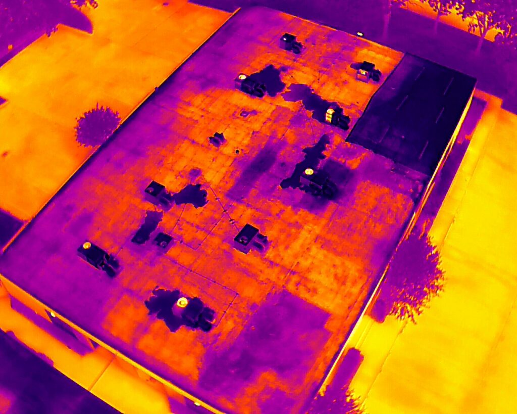 This image shows thermal roof data from an inspection standpoint.