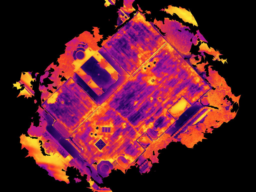 This is a 2D thermal map created during a drone thermal roof inspection.