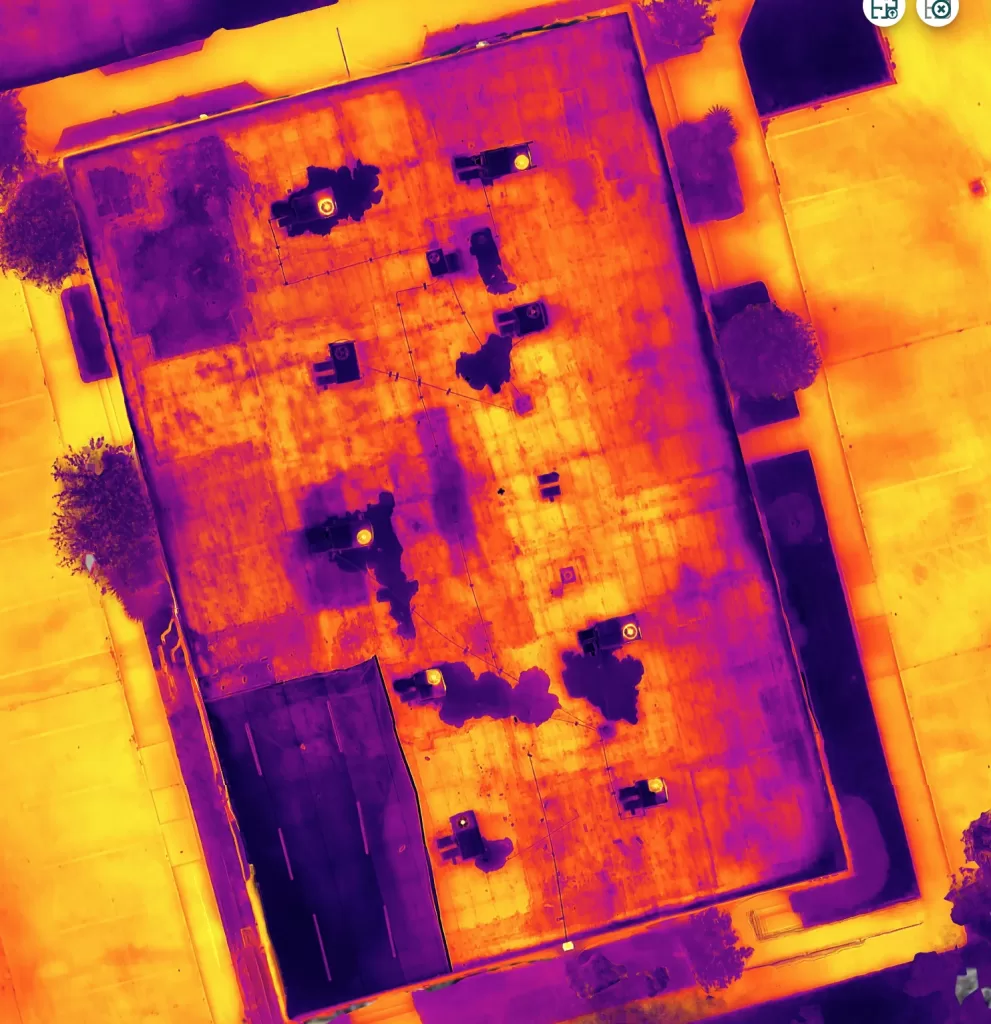 Thermal drone map of flat roof